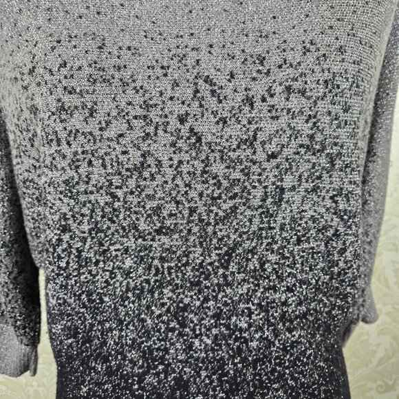 AGB Size Small Batwing Sweater Metaillic Ombre Silver to Black Knit 3/4 Sleeves - Picture 4 of 13